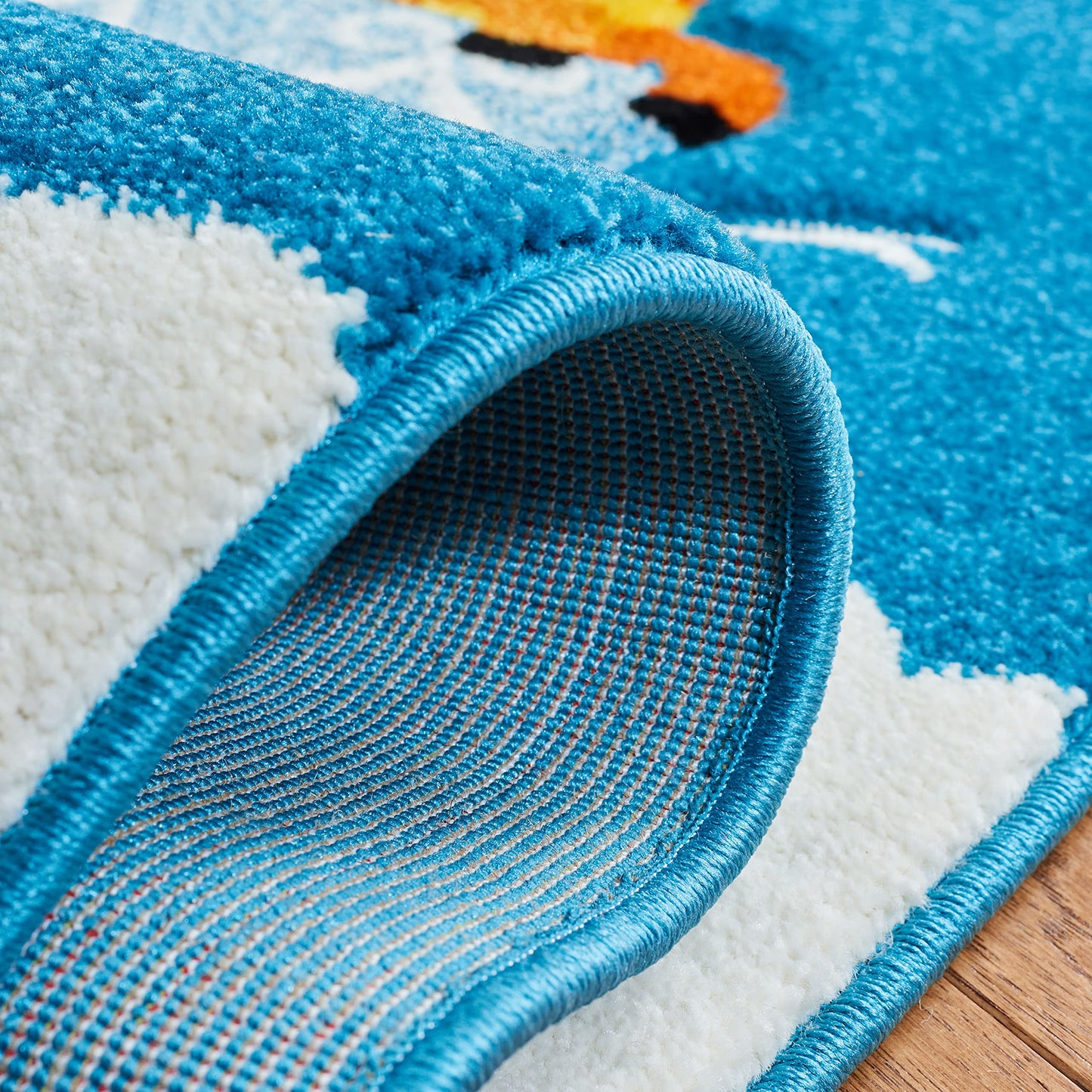 SAFAVIEH Carousel Kids Collection Accent Rug - 4' x 6', Blue & Green, Non-Shedding & Easy Care, Ideal for High Traffic Areas for Boys & Girls in Playroom, Nursery, Bedroom (CRK118M)