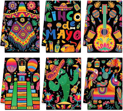 Breling Set of 6 Mexican Kitchen Towels Floral Dish Towel Cinco De Mayo