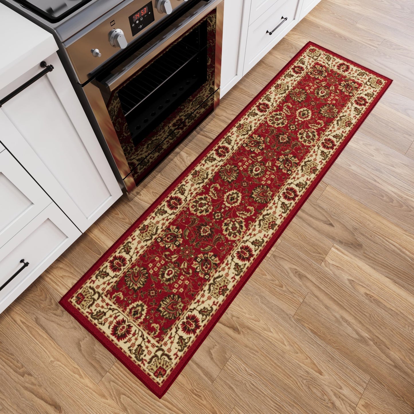 Ottomanson Hallway Runner Rug 1'10" x 6' Non Slip Oriental Area Rugs Easy to Clean Laundry Rug Runner Durable & Pet Friendly Floor Carpet Runners for Hallways Entryway Living Room Kitchen, Red