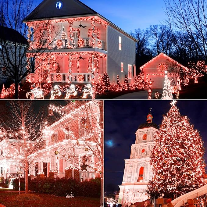 100 Counts LED Christmas Lights - 50 ft 5mm Red Commercial Grade Waterproof Indoor/Outdoor String Lights, Green Wire Mini Lights for Tree Decorations, UL, IP:65