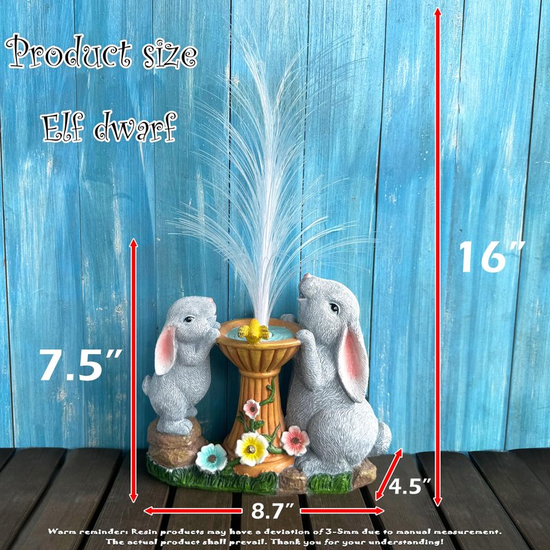 RCTTICUU Solar Rabbit Garden Statues Outdoor Decor with LED Lights, Resin Rabbits Figurine Lights Decorations Colour Changing Fiber Optical Light, Outside Lawn Decor for Yard, Unique Housewarming Gift