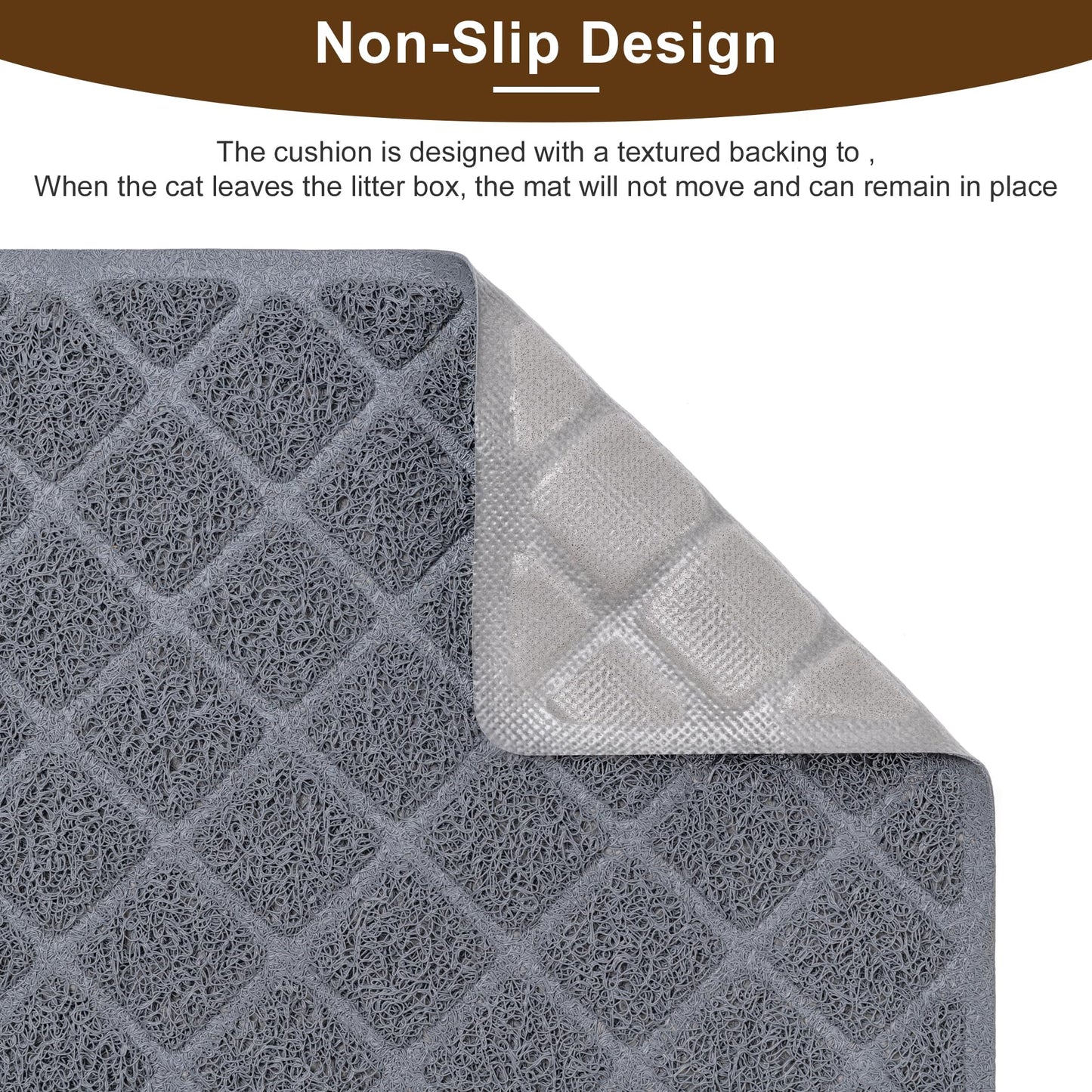 BOOMIBOO Cat Litter Mat Litter Box Mat，Litter Trapping Mat Premium Durable PVC Pad, 23 x 14 Inches, Easy to Clean，Non-Slip，Urine Waterproof