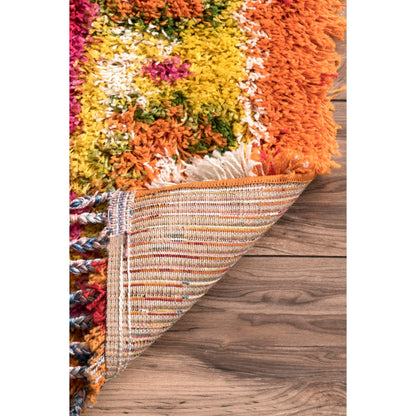 Nuloom Shania Multicolor/Ivory, 2'8" x 8', Moroccan Shag, Soft and Plush, High Traffic, Stain Resistant, Easy Clean, Durable Runner for Bedroom, Living Room, Dining Space, Den, Foyer, Entryway