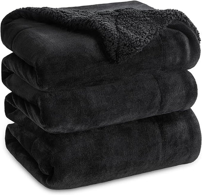 Bedsure GentleSoft Sherpa Fleece Blankets King Size for Bed - Thick and Warm Throw for Men, Soft Fuzzy Plush King Blanket for Winter, Black, 108x90 Inches