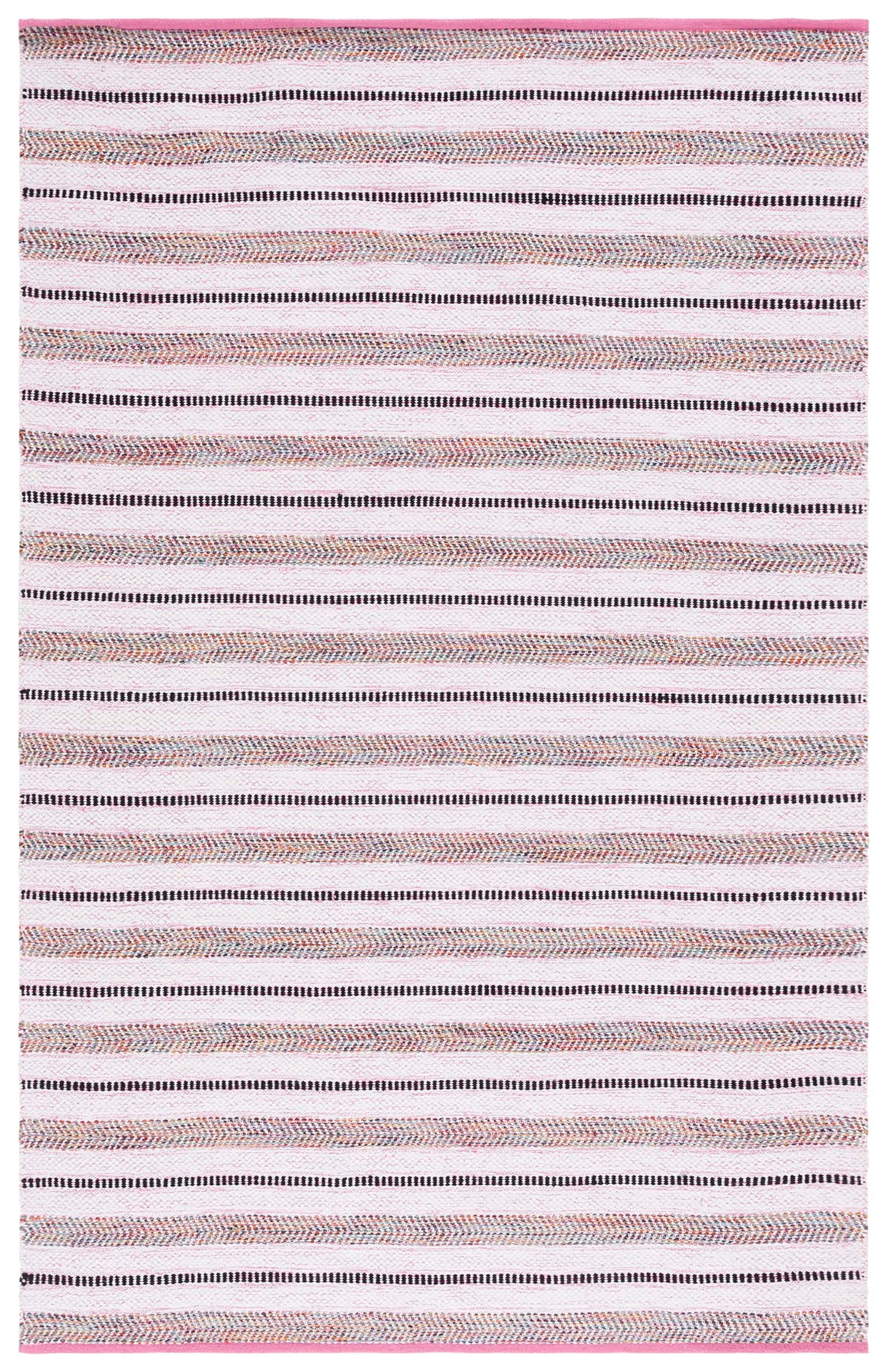 SAFAVIEH Area Rug 8x10 - Montauk Collection - Large - Pink & Ivory, Flat Weave Cotton, Farmhouse Stripe Design, Ideal for Living Room, Bedroom, Office, Dining Space (MTK702U)