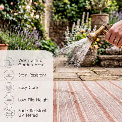 Laura Ashley Doreen Indoor Outdoor 8'x10' Area Rug Clementine Stripe Pink