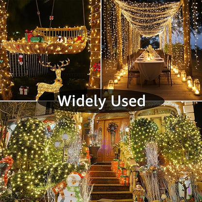 196 FT 600 LED Christmas Lights Outdoor Waterproof, Warm White Christmas Lights with Remote, String Lights for Xmas Party Classroom Wedding Holiday Decor