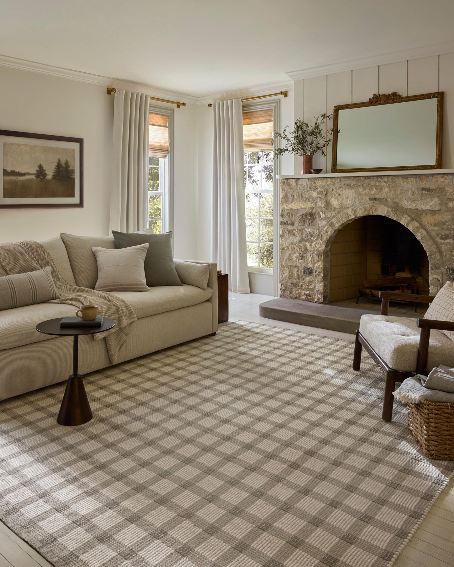 Loloi Magnolia Home by Joanna Gaines Ryder Collection RYD-02 Stone/Ivory 3'-6" x 5'-6" Accent Rug