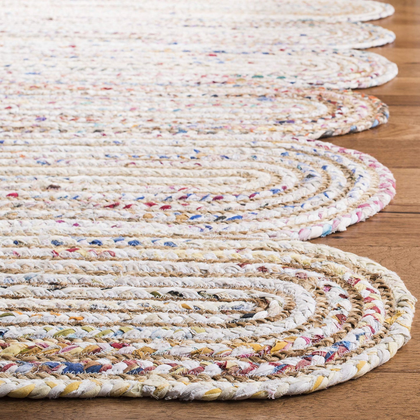 SAFAVIEH Cape Cod Collection Accent Rug - 3' x 5', Ivory & Multi, Handmade Braided Jute & Cotton, Ideal for High Traffic Areas in Entryway, Living Room, Bedroom (CAP208A)