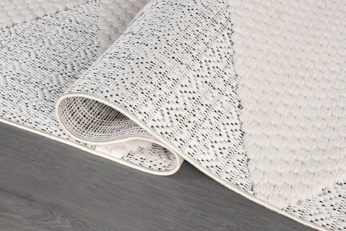 Luul Home Modern Micro Loop Indoor Area Rugs for Living Room Bedroom Kitchen Geometric Triangle White 5x7 Luxury Durable Low and High Pile Non-Shedding Stain Resistant Soft Area Carpet 5 x 7