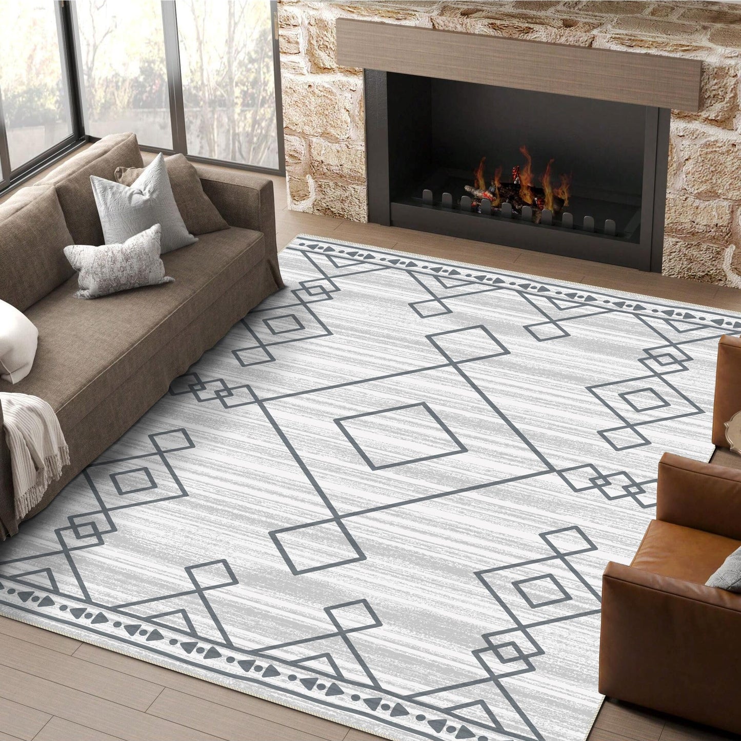 6x9 Area Rug, Ultra-Soft Washable Rug for Living Room, Dinner Room, Bedroom, Non-Slip Modern Westren Rug, Indoor Carpet Large Area Rug, Checkered