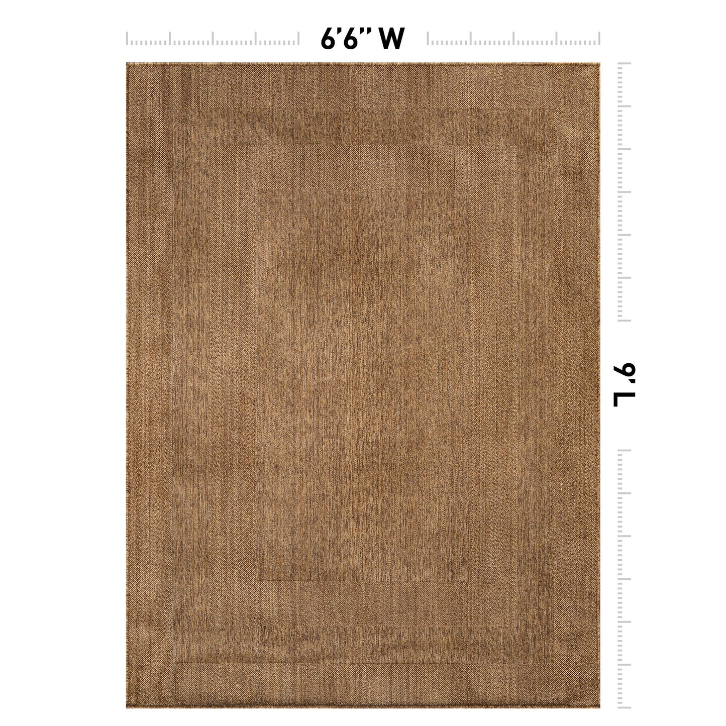 Rugshop Geometric Border Indoor Outdoor Flat Woven Area Rug,Natural Jute-Style,Easy-Care Patio Rug for Backyard Porch Deck Balcony, 6'6" x 9' Natural/Jute