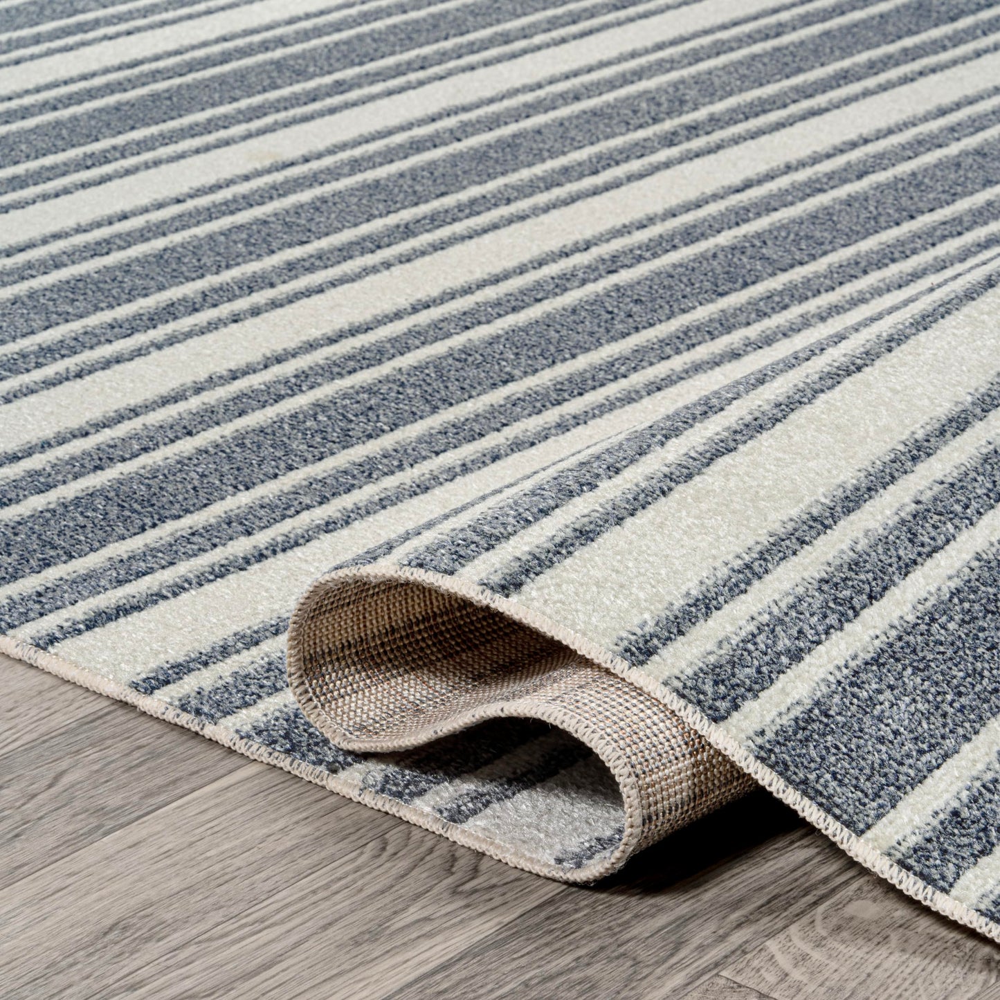 JONATHAN Y Machine Washable Cream/Dark Gray Runner Rug 2X8 ft, Fawning Two-Tone Striped Classic Low-Pile for Living Room, Bedroom, Kitchen, Office, Easy-Cleaning, Pet-Friendly Non-Shedding WSH304A-28