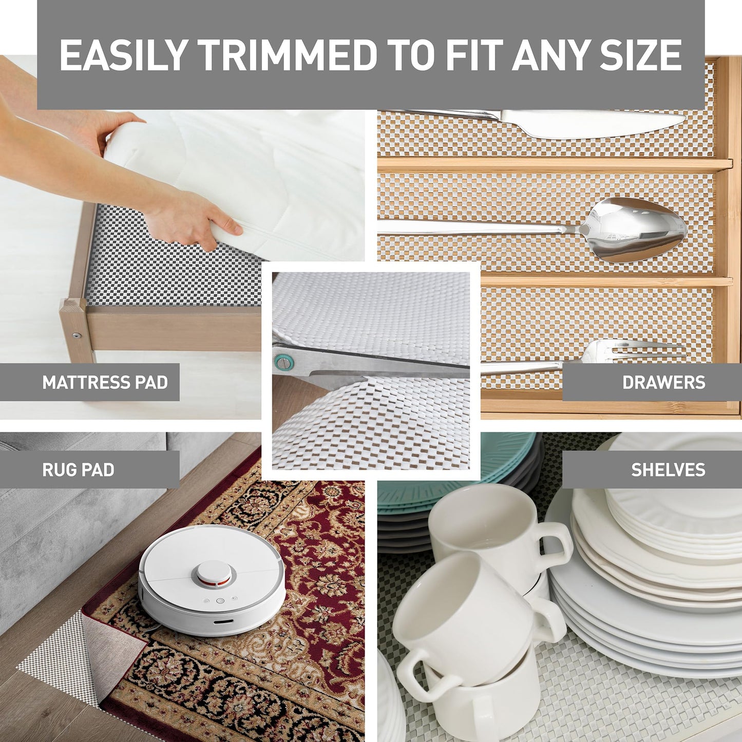 Rugshop Cushioned Thick Rug Pad Gripper for Hardwood Floors, Under Carpet Anti Skid Pad, Non Slip Rug Pads for Area Rugs 2' x 3' Cream