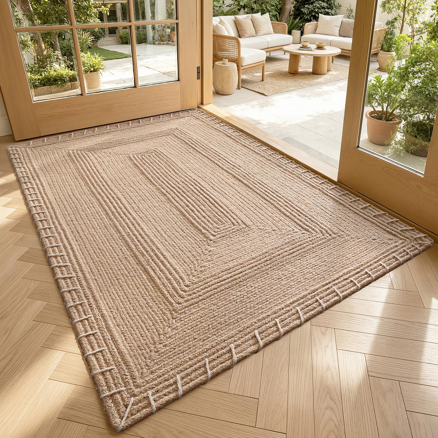 LUMI Handwoven Jute Door Mat, Non-Slip Durable Entryway Mat with Anti-Slip Mat for Hard Floor, Front Door Mats for Home Entrance, Patio, 32"x48", Knit Jute