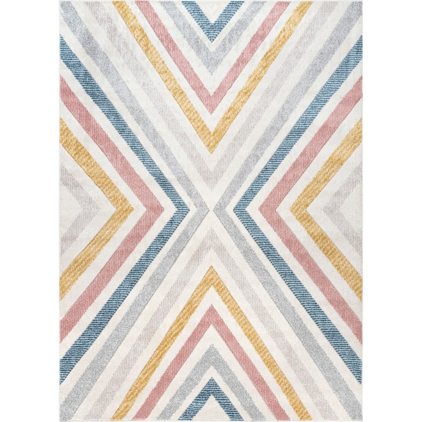 Nuloom Neveah Beige/Ivory, 6'7" x 9', Contemporary, Chevron, Soft and Cozy, High Traffic, Stain Resistant, Easy Clean, Durable Area Rug for Bedroom, Living Room, Dining Space, Den, Foyer, Entryway