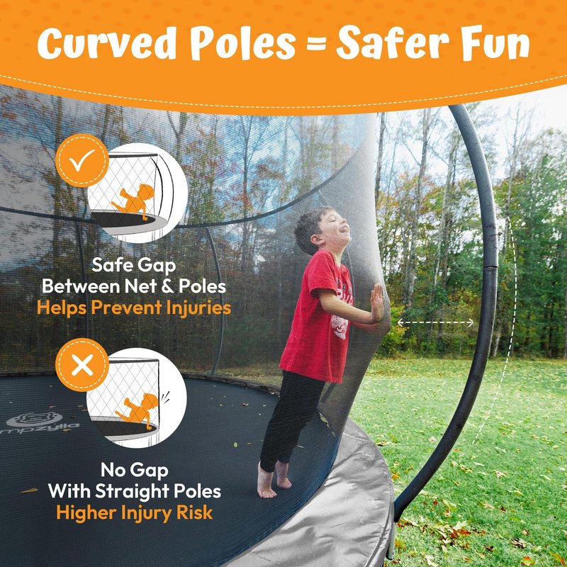 JUMPZYLLA Trampoline Outdoor 8FT 10FT 12FT 14FT 15FT 16FT with Enclosure, Non-Slip Ladder & Anti-Rust Coated Frame, ASTM Approved Recreational Backyard Large Trampoline with Net for Kids & Adults