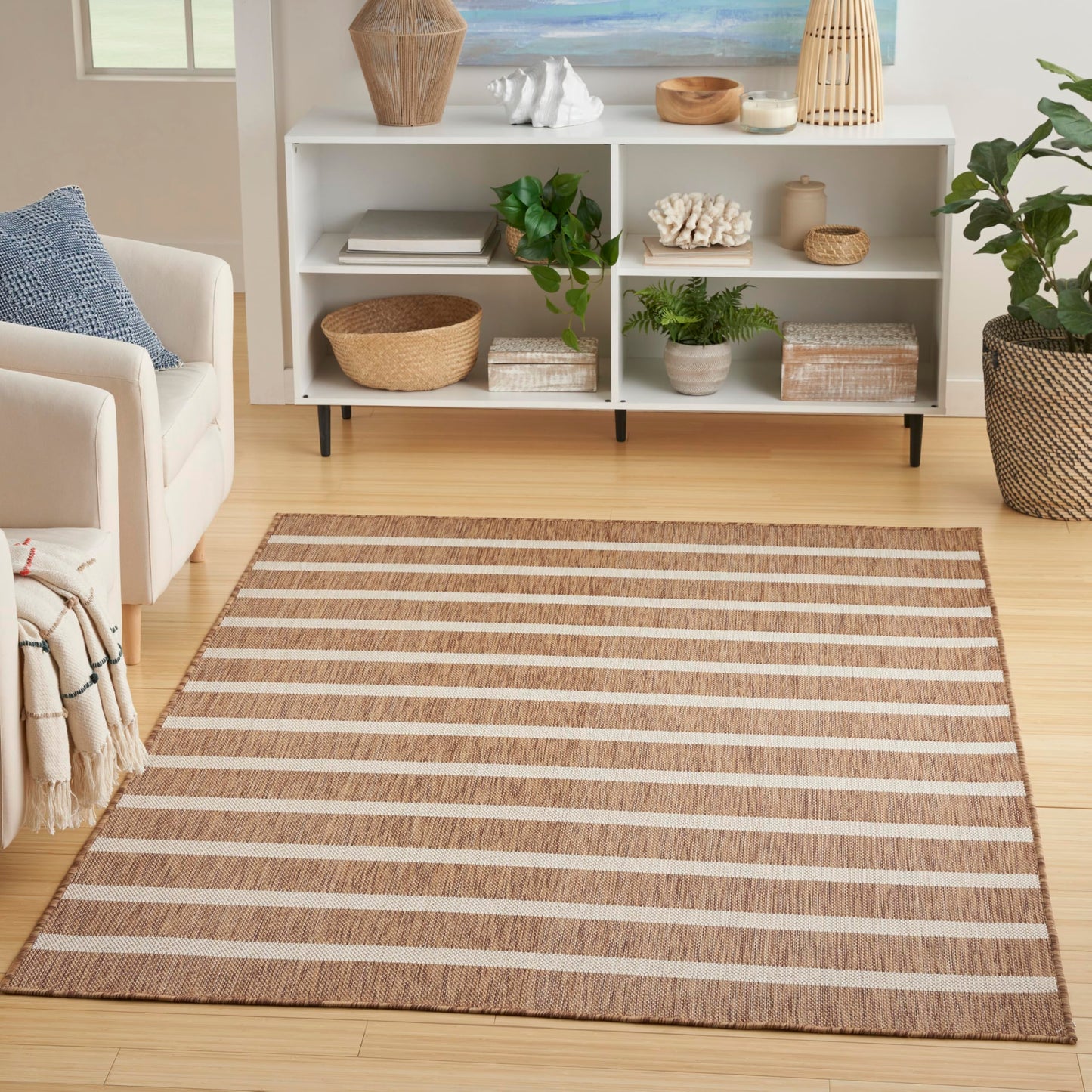 Nourison Home Positano Jute Ivory 7' x 10' Area Rug - Easy Clean, Non Shedding, Bed Room, Living Room, Dining Room, Kitchen (7' x 10')