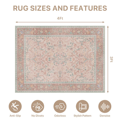 36"x48" Office Chair Mat for Hardwood Tile Floor, Under Desk Carpet Protector for Rolling Computer Chair Mat, Machine Washable Area Rug, Anti-Slip 1/5" Thick Low Pile Thin Vinyl Floor Mat, Pink