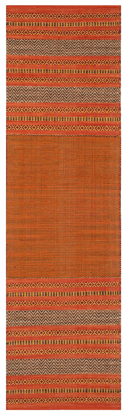 SAFAVIEH Montauk Collection Runner Rug - 2'6" x 6', Orange & Red, Handmade Flat Weave Stripe Cotton, Ideal for High Traffic Areas in Living Room, Bedroom (MTK214B)