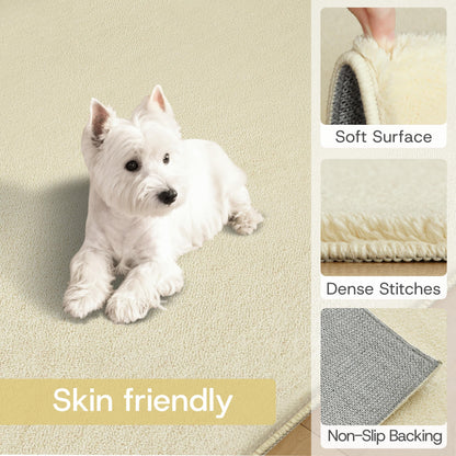 CASTLYE Solid Washable Area Rug - 8x10 Medium Pile Faux Cashmere Carpet for Living Room Bedroom, Cream