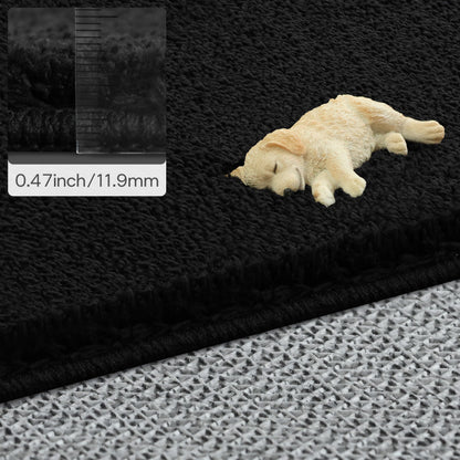 CASTLYE Solid Washable Area Rug - 6x9 Medium Pile Faux Cashmere Carpet for Living Room Bedroom, Black