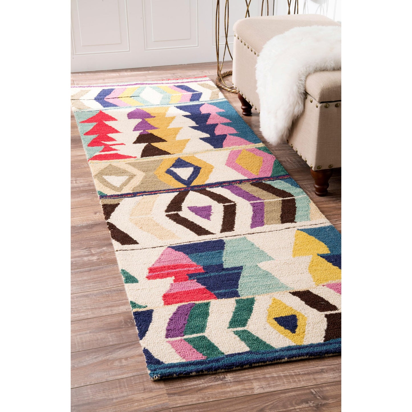 nuLOOM Ofelia Hand Tufted Wool Runner Rug , 2' 6" x 12', Multi, Rectangular, 0.45" Thick