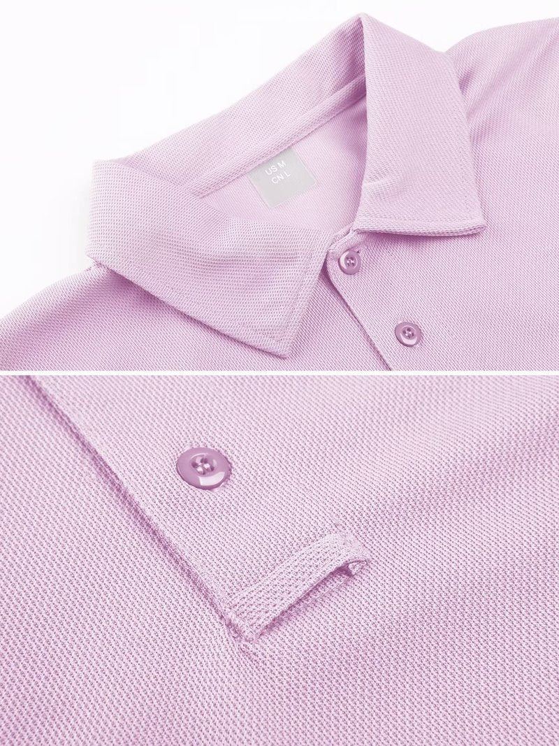 MAGCOMSEN Men Short Sleeve Polo Shirts Dry Fit Golf Polos Moisture Wicking Fishing Shirts Work Shirts Pinkish Purple L