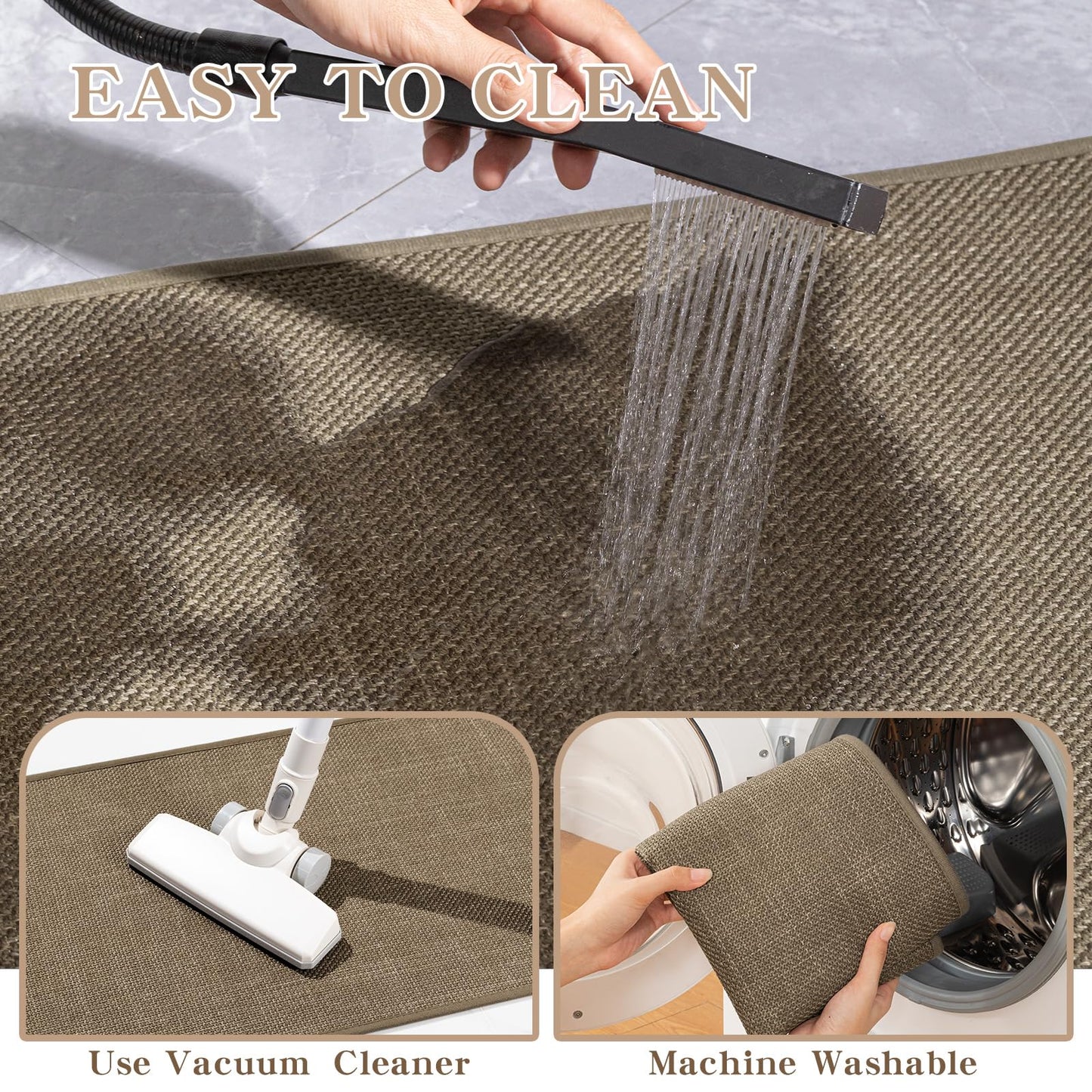 chakme Bathroom Rugs Mat 24x17, Ultra Thin Non Slip Bath Mat Small Quick Dry Absorbent Bath Mat for Bathroom Floor, (Dark Beige, 24"x17")