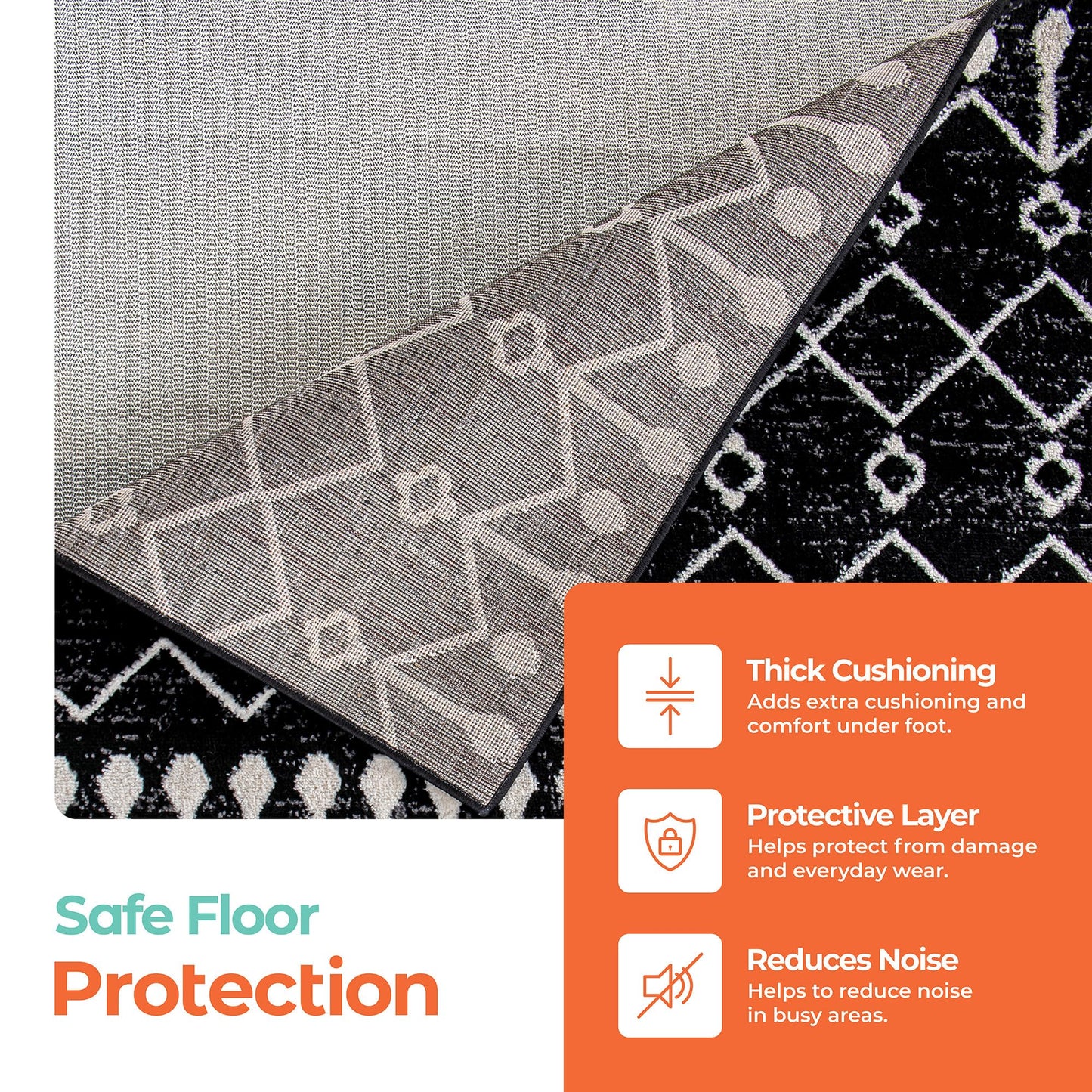 Rugshop Non Slip Rug Pad for Hardwood Floors, Tile Floors Thick Under Carpet Cushion Rug Pad 7' x 10' Cream