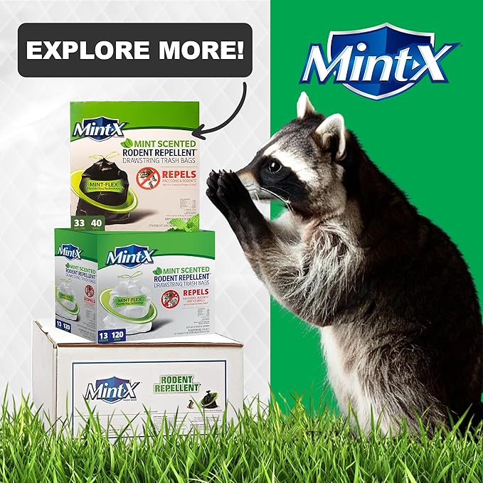 Mint-X MintFlex Rodent Repellent Trash Bags, Tall Kitchen Drawstring Bags