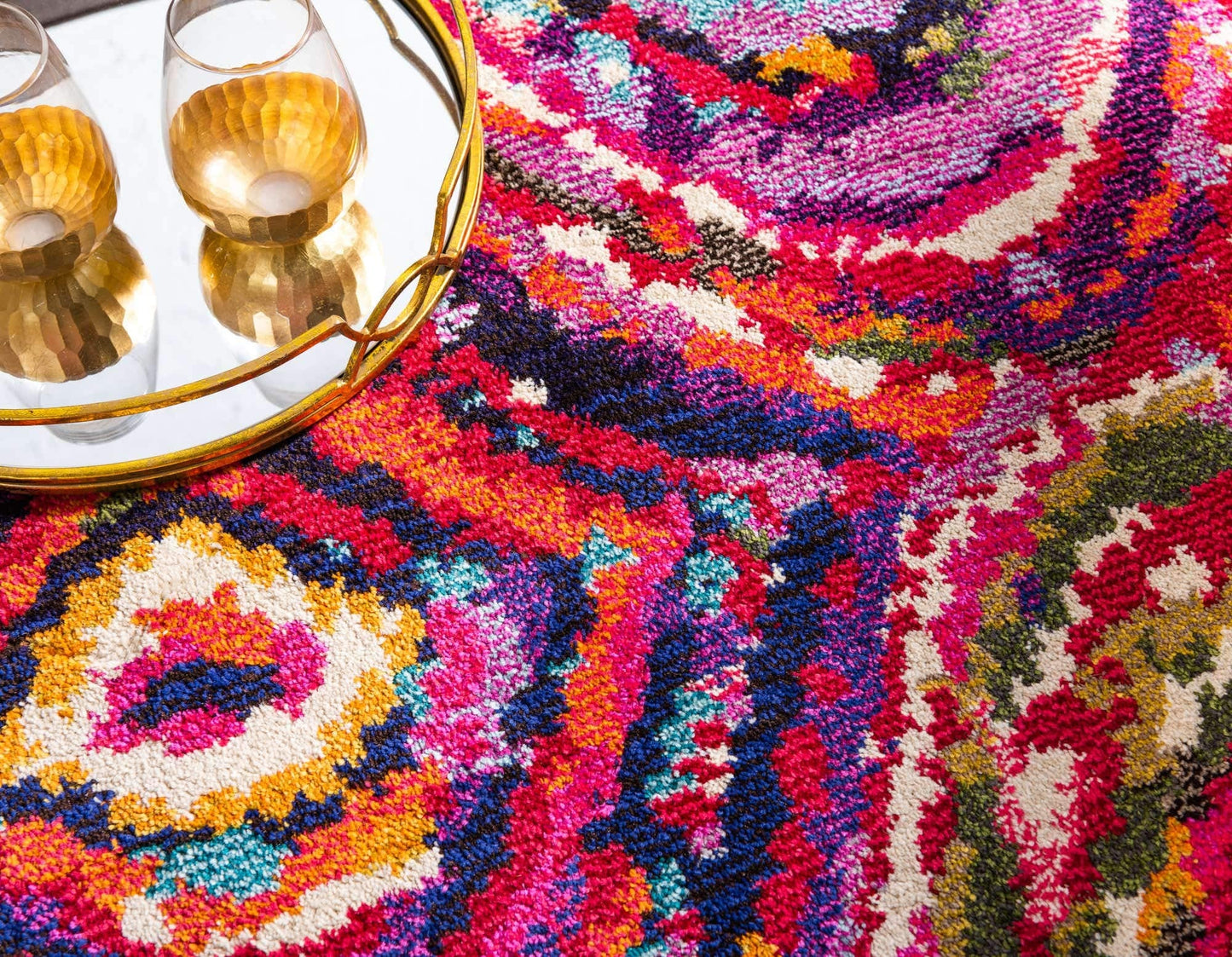 Unique Loom Estrella Collection Colorful, Abstract, Geometric, Gradient, Modern Area Rug (3' 3 x 5' 3 Rectangular, Multi/Pink)