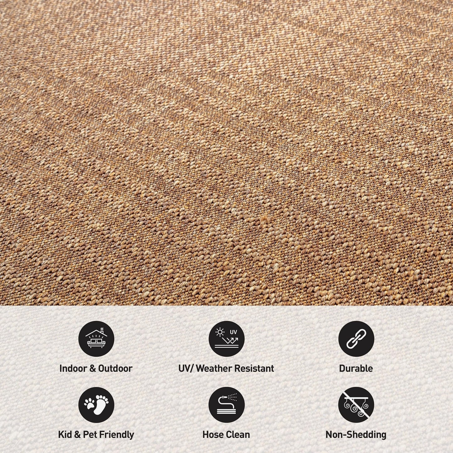 Rugshop Geometric Indoor Outdoor Flat Woven Area Rug,Natural Jute-Style,Easy-Care Patio Rug for Backyard Porch Deck Balcony, 7'10" x 10' Natural/Jute