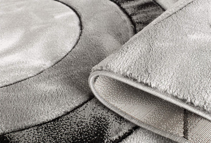 GLORY RUGS Area Rug Modern 8x10 Grey Black Circles Geometry Soft Hand Carved Contemporary Floor Carpet Fluffy Texture for Indoor Living Dining Room and Bedroom Area