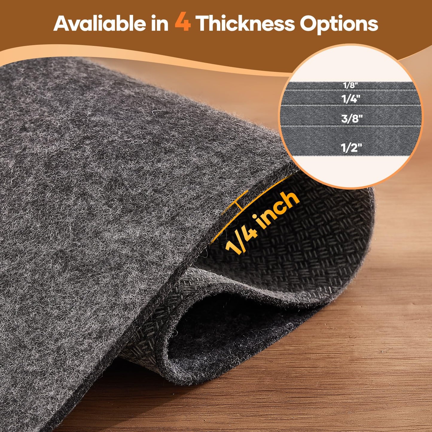 Veken Non Slip Cushioned Rug Pad Gripper 8 x 10 Ft, Felt and Silicone Backing, 1/4 inch Thick Carpet Liner for Hardwood Floors, Under Area Rugs Mat, More Than 99 Pcs Anti-Slip Long Strips Pattern