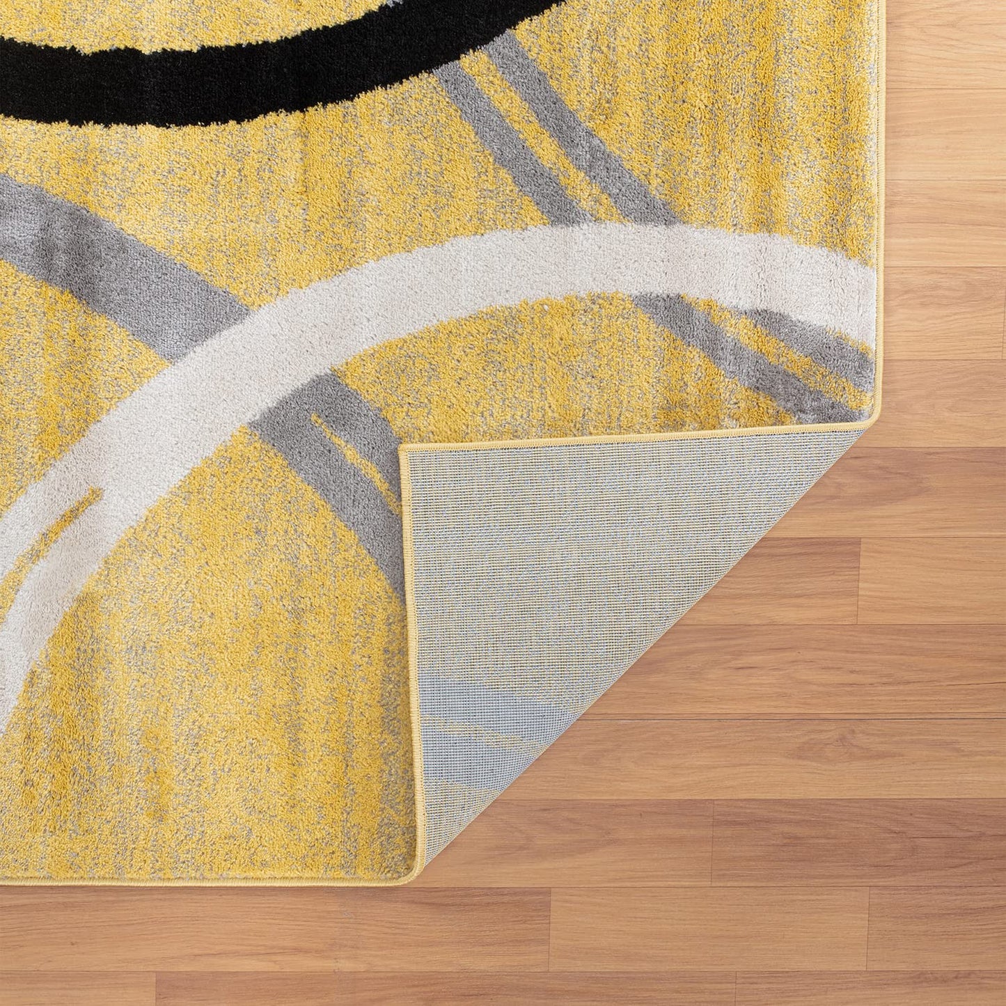 Rugshop Wavy Circles Design Runner Rug, Fade-Resistant Carpet for Hallway, Entryway, or Kitchen, Yellow, 2' x 7'2"