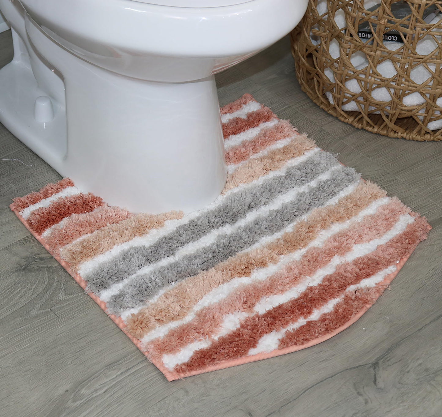 Home Weavers Luxury Toilet Rugs U-Shaped 20x20, Extra Soft and Absorbent Microfiber Bathroom Rugs, Non-Slip Plush Shaggy Bath Mat, Machine Wash Dry, Contour Bathroom Mats for Toilet Base, Coral