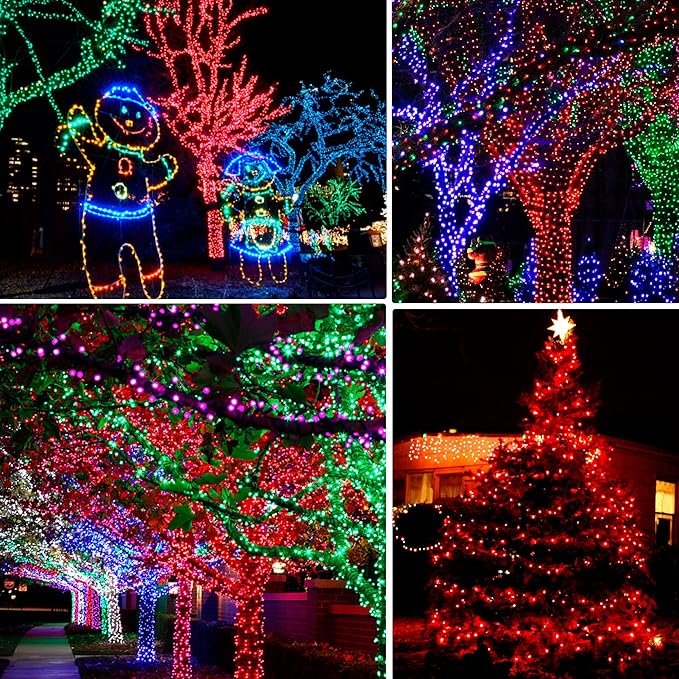 Dazzle Bright Fairy Lights Battery Operated, 4 Pack Total 80FT 240LED Silver Wire Waterproof Battery Operated String Lights, Christmas Decorations for Indoor Outdoor Bedroom Yard Decor, Red