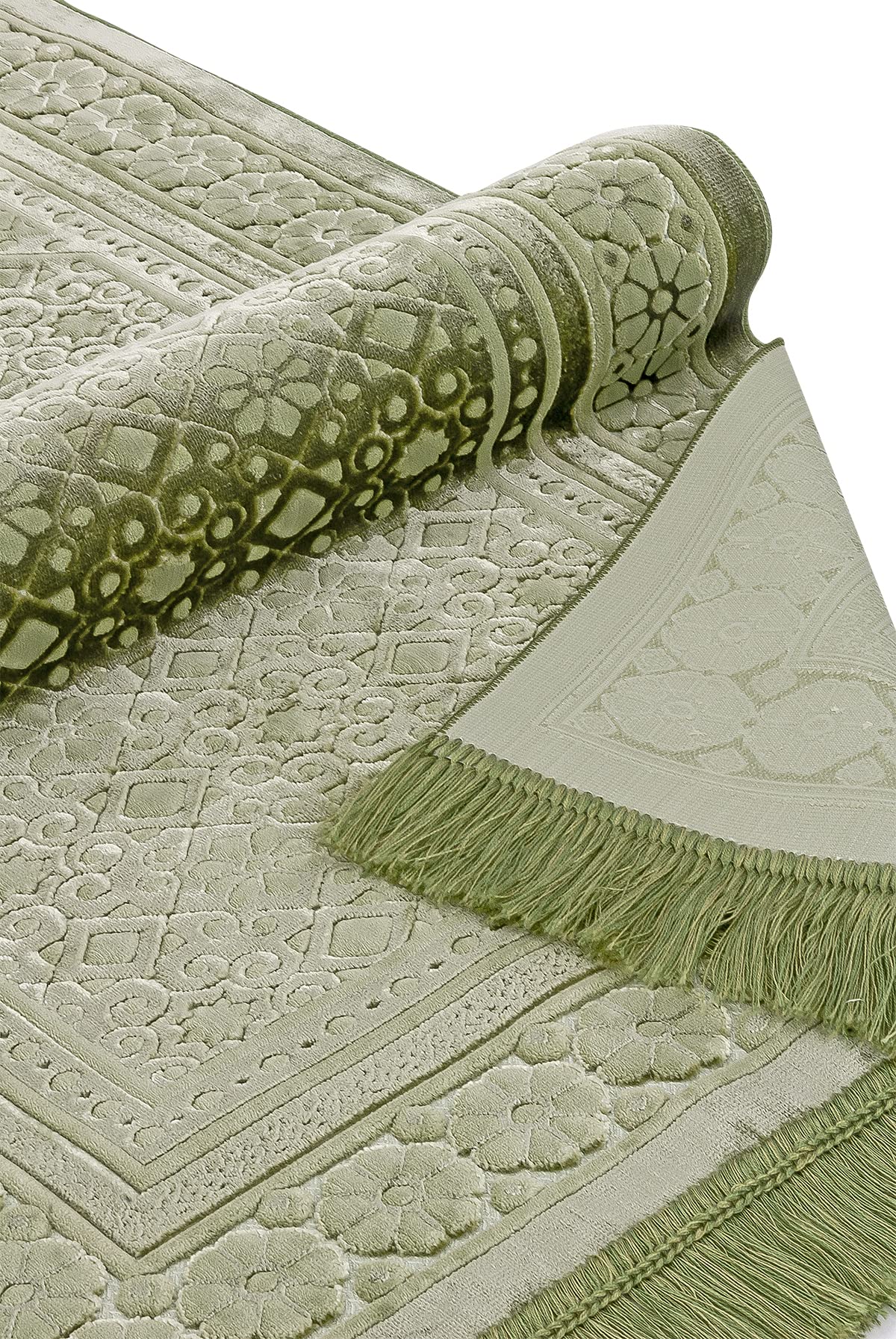 ihvan online, Soft Plush Lux Velvet Muslim Prayer Rug | Thick Janamaz | Sajadah | Soft Islamic Prayer Rug | Islamic Gifts | Prayer Carpet Mat, Elegant, Color: Green