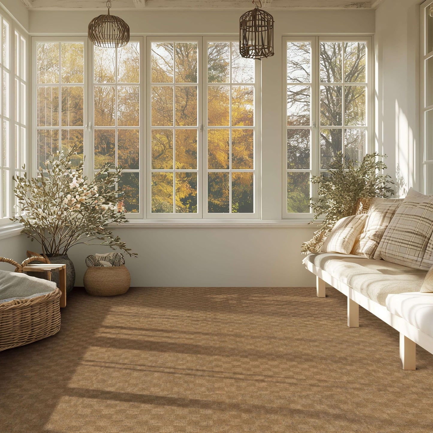 Mohawk Home Peel and Stick Carpet Tiles 24x24 Inch Indoor Outdoor Polyester, Stain Resistant, Easy DIY Install (15 Tiles, 60 Sq Ft,Tan)