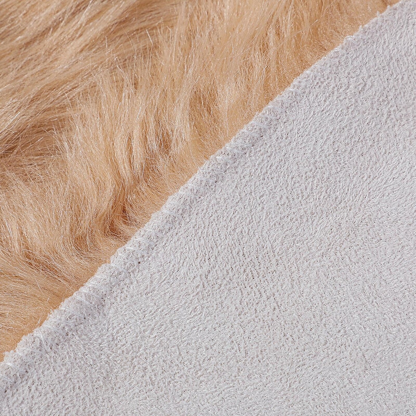 linmopm Faux Fur Rug Sheepskin Shag Fluffy Fuzzy 6x9 ft Beige Rugs for Bedroom Bedside Bed Floor Living Room Plush Rectangle High-Density Cushion Carpet Super Sofa Cover