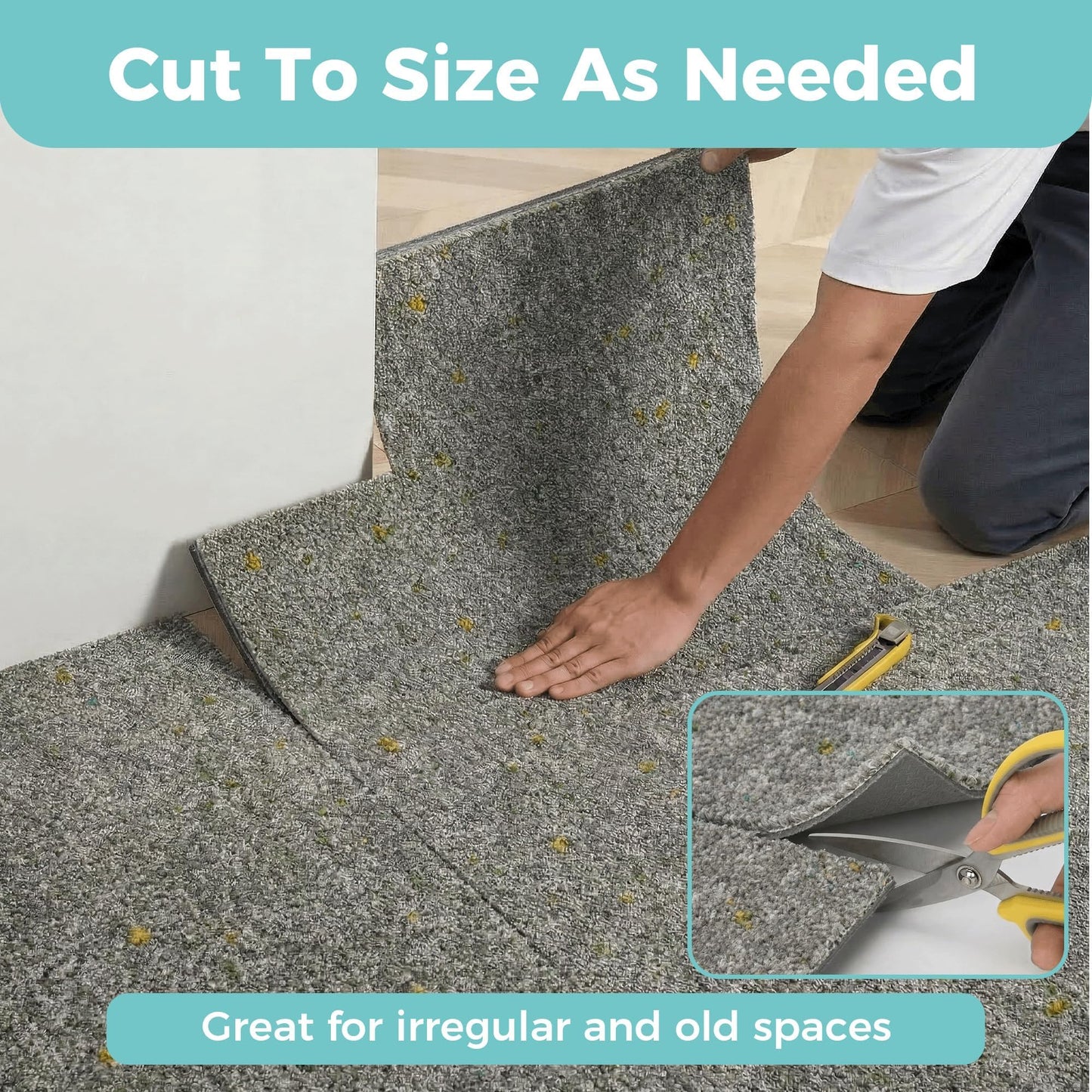 jxgzyy Commercial Carpet Tiles 20x20in, 0.38" Thickened Carpet Squares with Silicone Backing, Heavy Duty Carpet Floor Tiles with Padding Attached for Home Office Garage Hotel, 12 Pcs/32.4 Sqft