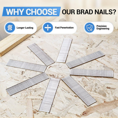meite 18 Gauge Brad Nails, 1 Inch 18GA Brad Nails, 18G 304 Stainless Steel Small Finishing Nail Gun Nails for Pneumatic, Electric Brad Nailer Gun (5 Boxes)