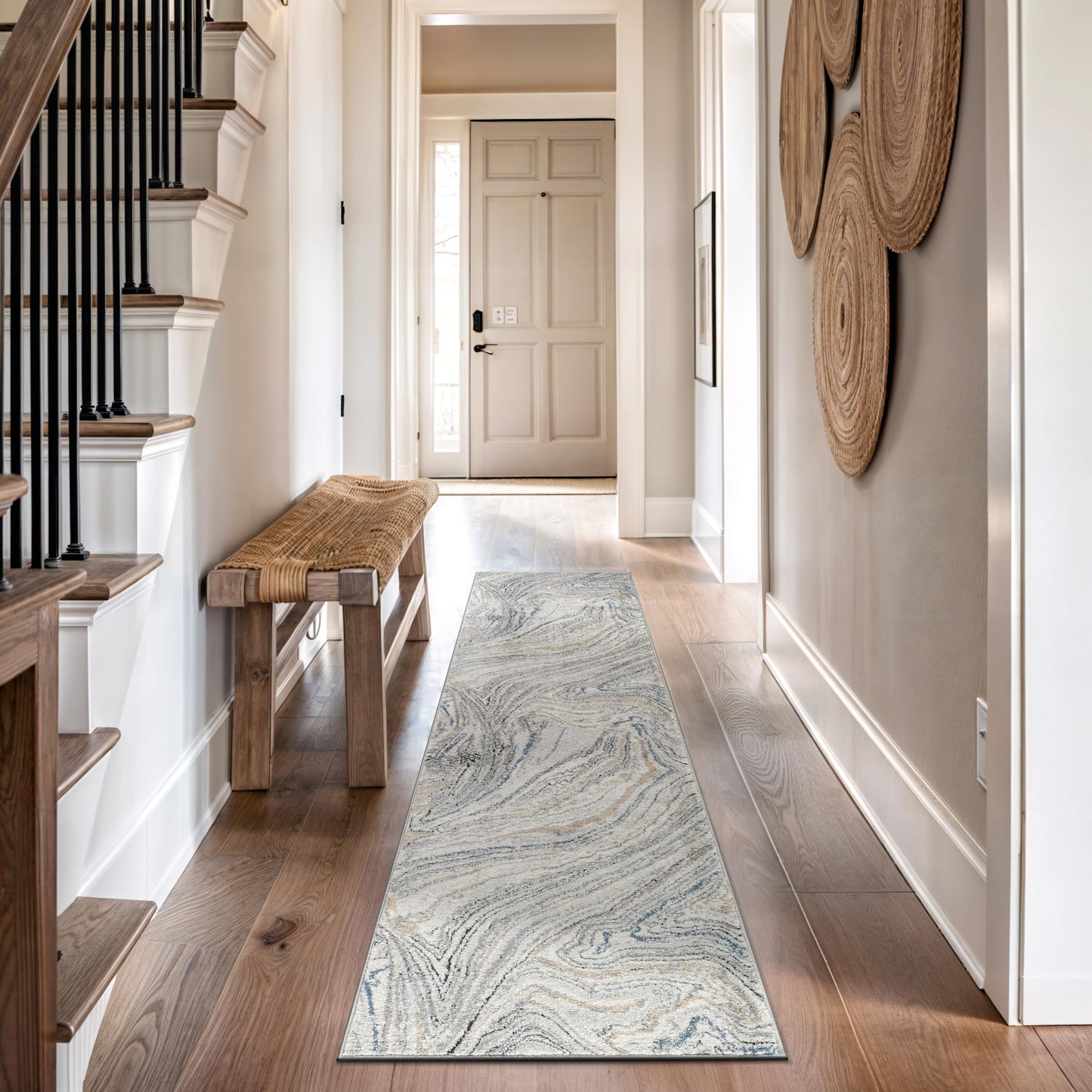 Rugshop Marble Swirl Distressed Gray Area Rug Modern Indoor Rug for Living Room, Bedroom, or Dining 2' 3" x 8' Runner Ideal for Hallway, Kitchen, Entryway, or Behind the Sofa