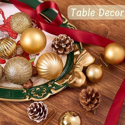50ct Christmas Balls Ornaments for Xmas Tree, Gold Shatterproof Christmas Tree Decorations Hanging Ball for Holiday Party Decor(1.57"-2.36")