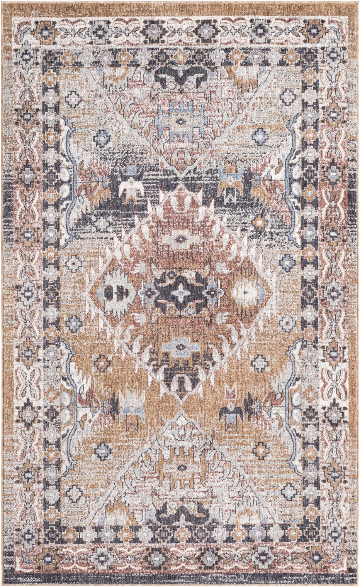 Unique Loom Eco Southwestern Collection Area Rug - Breckenridge (Rectangular 5' 3" x 8' 0", Khaki Gray/Black)