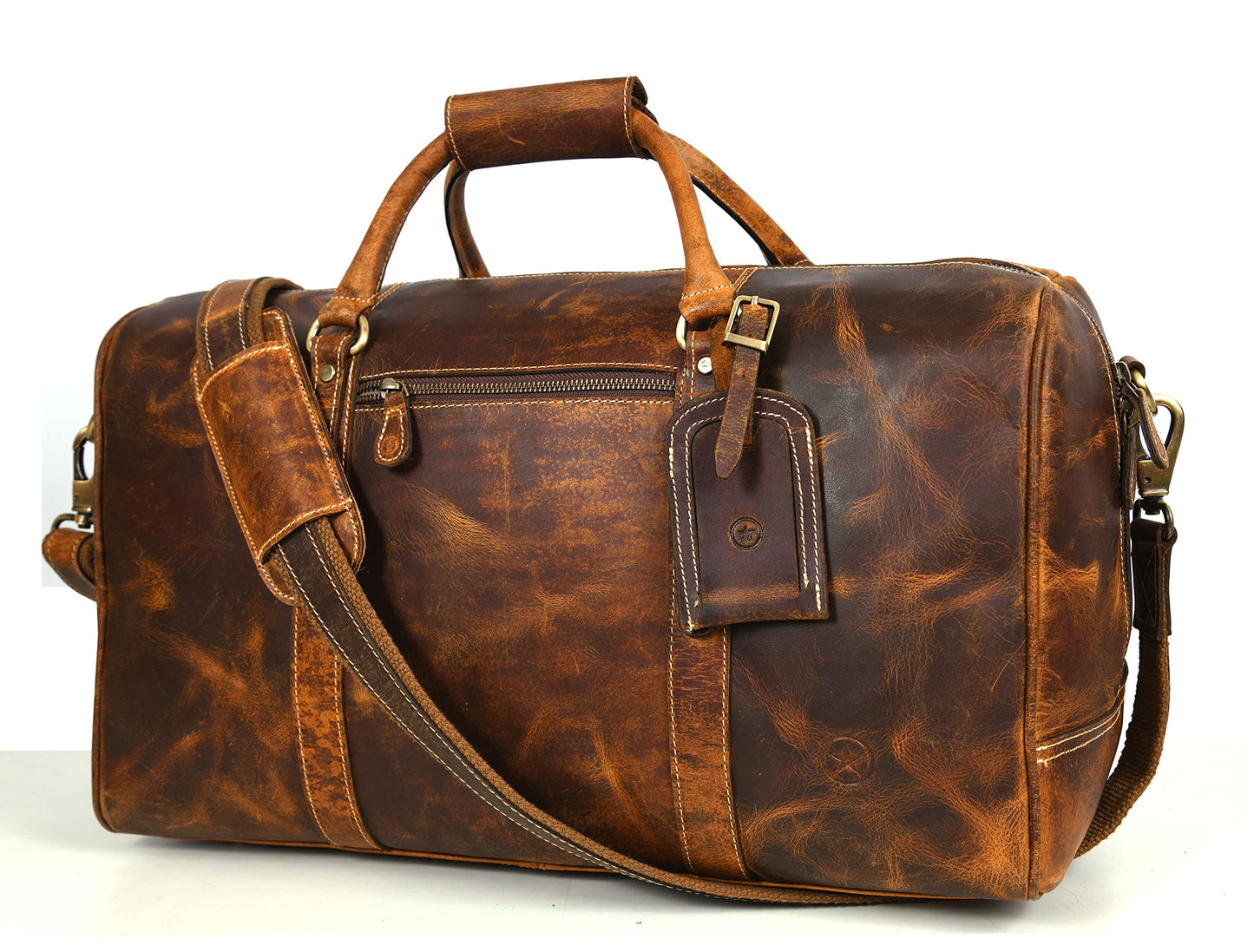 Aaron Leather Goods – Full Grain Leather Duffel Bags for Travel, Weekend, Overnight, and Sports Gym | Stylish Bags for Men and Women.