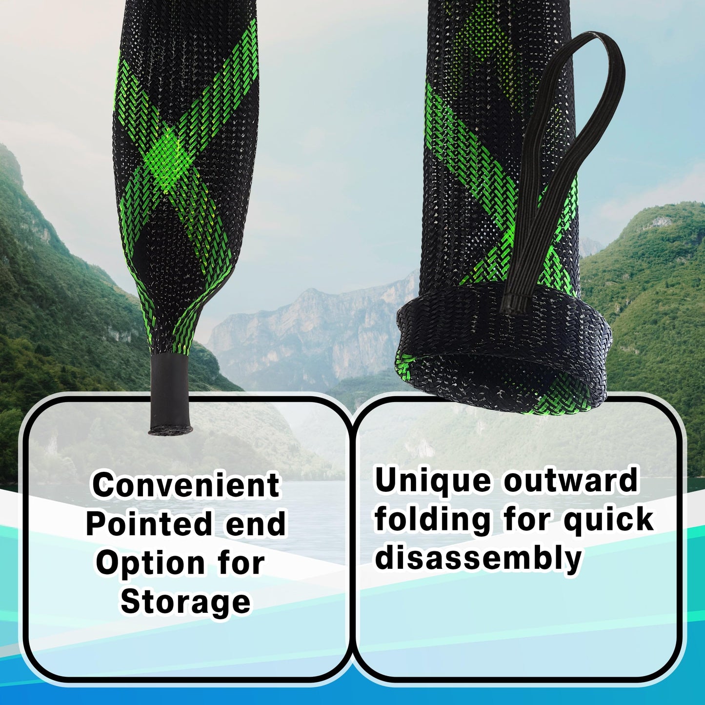 Reaction Tackle Rod Socks, Fishing Rod Sleeves and Covers for Spinning and Casting Rods, Breathable Mesh Rod Protectors with Elastic Band - Spinning / Flat End / 2" x 67" Metal Gray (2-Pack)