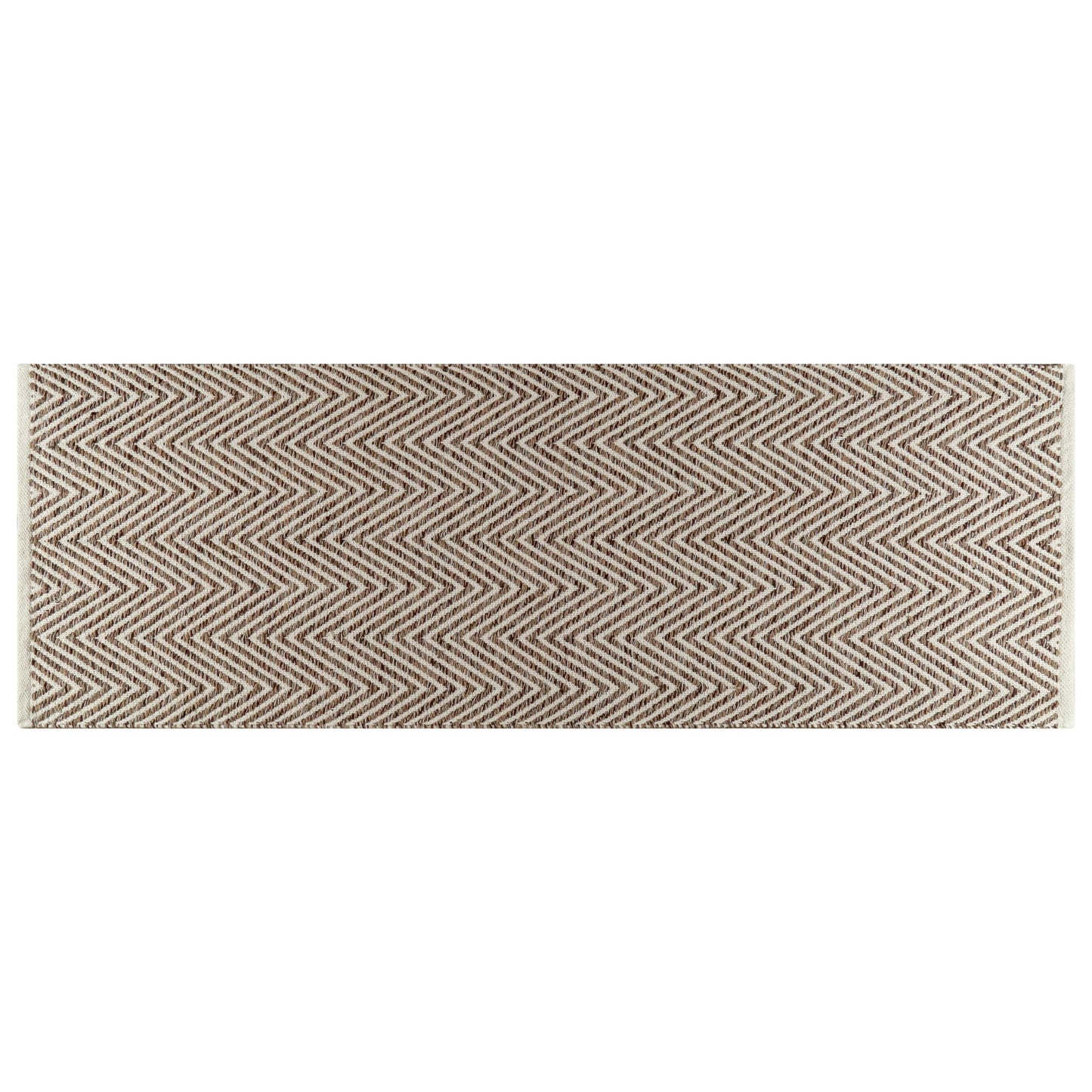 Cotton Chevron Hand Woven Area Runner Rug 2x6 Feet - Beige, Farmhouse Decorative Floor Runners Ideal for Hallways, Kitchen, Bedroom | Linen Nursery Neutral Geomatric Reversible Living Space Patio Mats