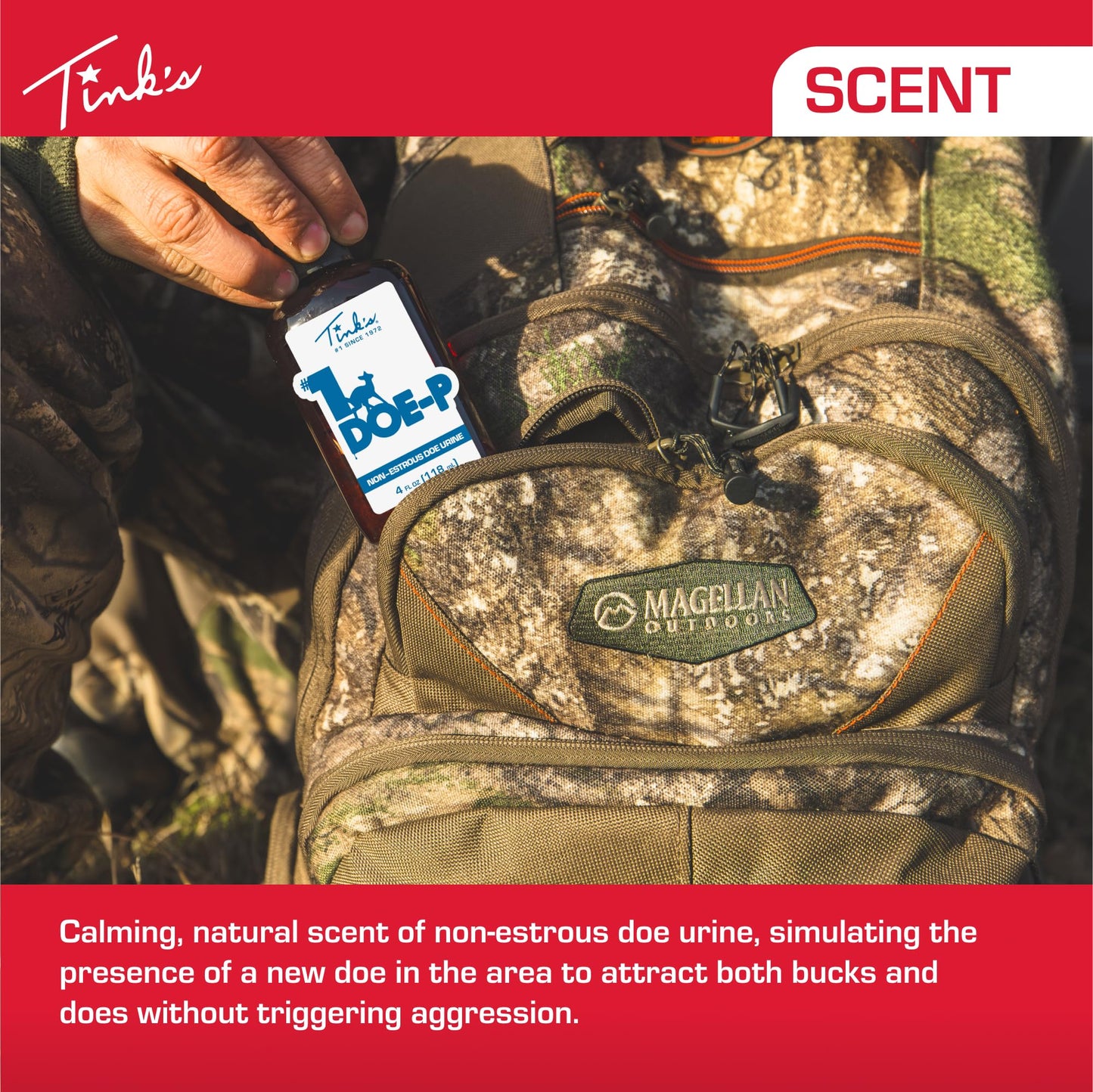TINK'S #1 Doe-P Calming Deer Attractant | Liquid Non-Estrous Doe Urine Scent for Hunting (4 fl oz) - Superior & Long Lasting Doe Urine Hunting Scents - Hunting Lure/Attractant - Advanced Deer Lure
